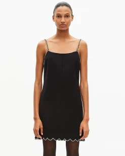 Robe courte avec détails de strass noire
