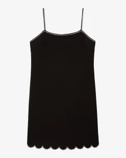 Robe courte avec détails de strass noire