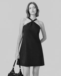 Robe courte avec strass noire