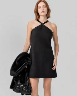 Robe courte avec strass noire
