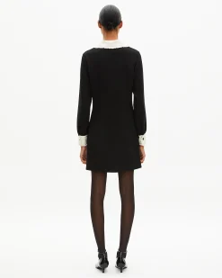 Robe courte col contrasté noire