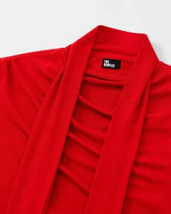 Robe courte drapée rouge