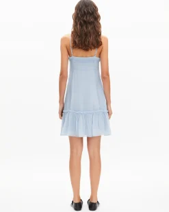Robe courte détails dentelle bleue