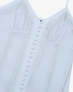 Robe courte détails dentelle bleue