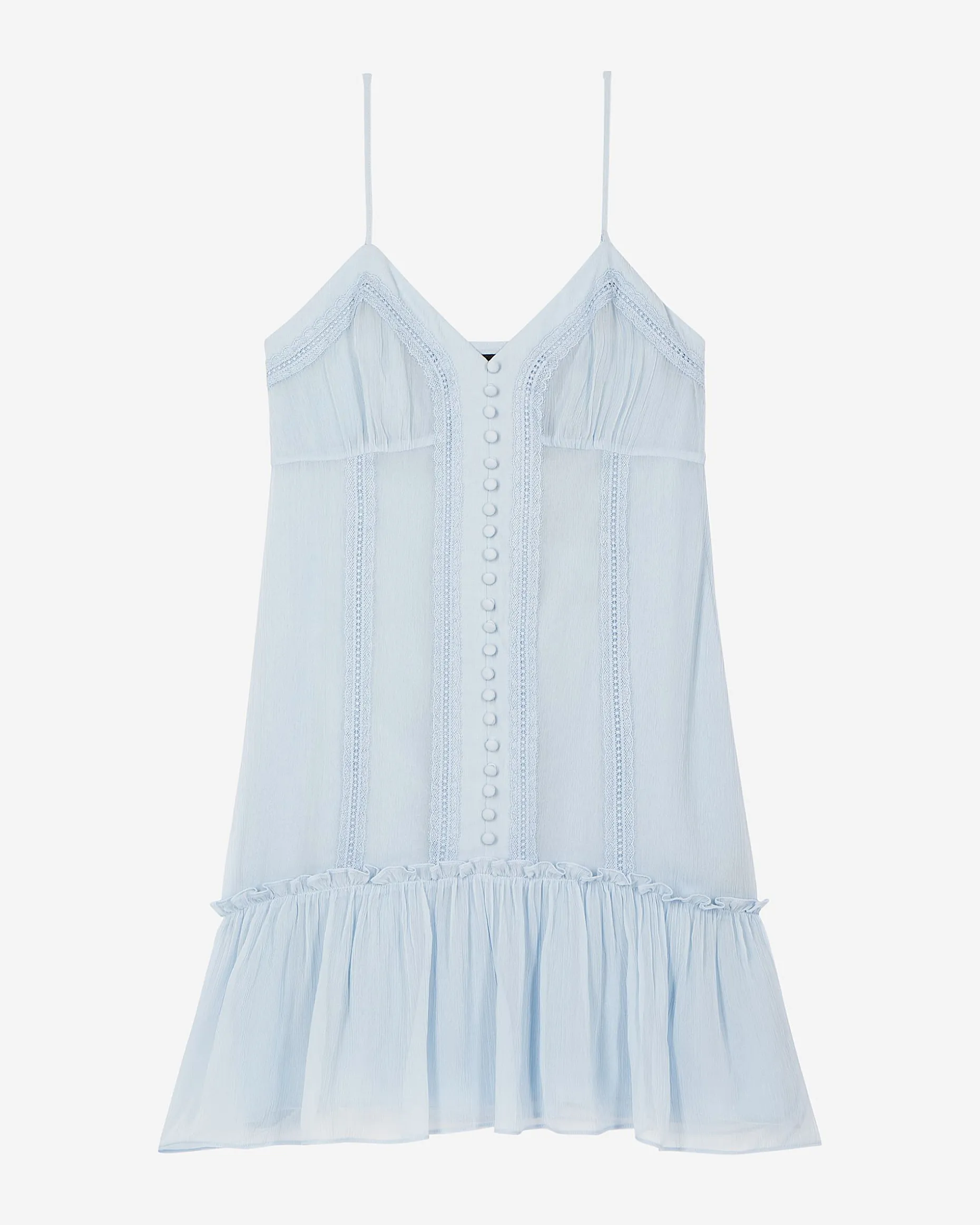 Robe courte détails dentelle bleue