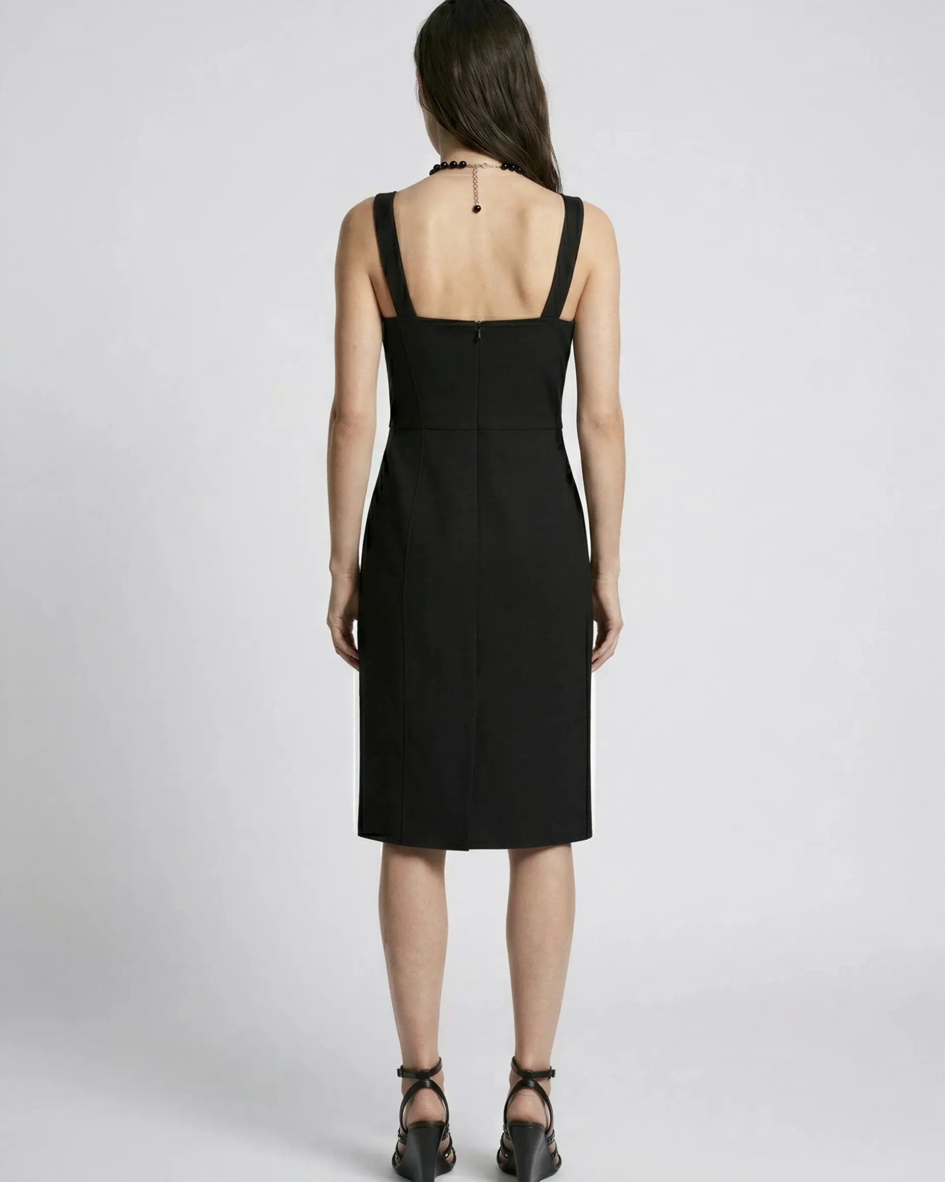Robe courte effet corset en laine noire