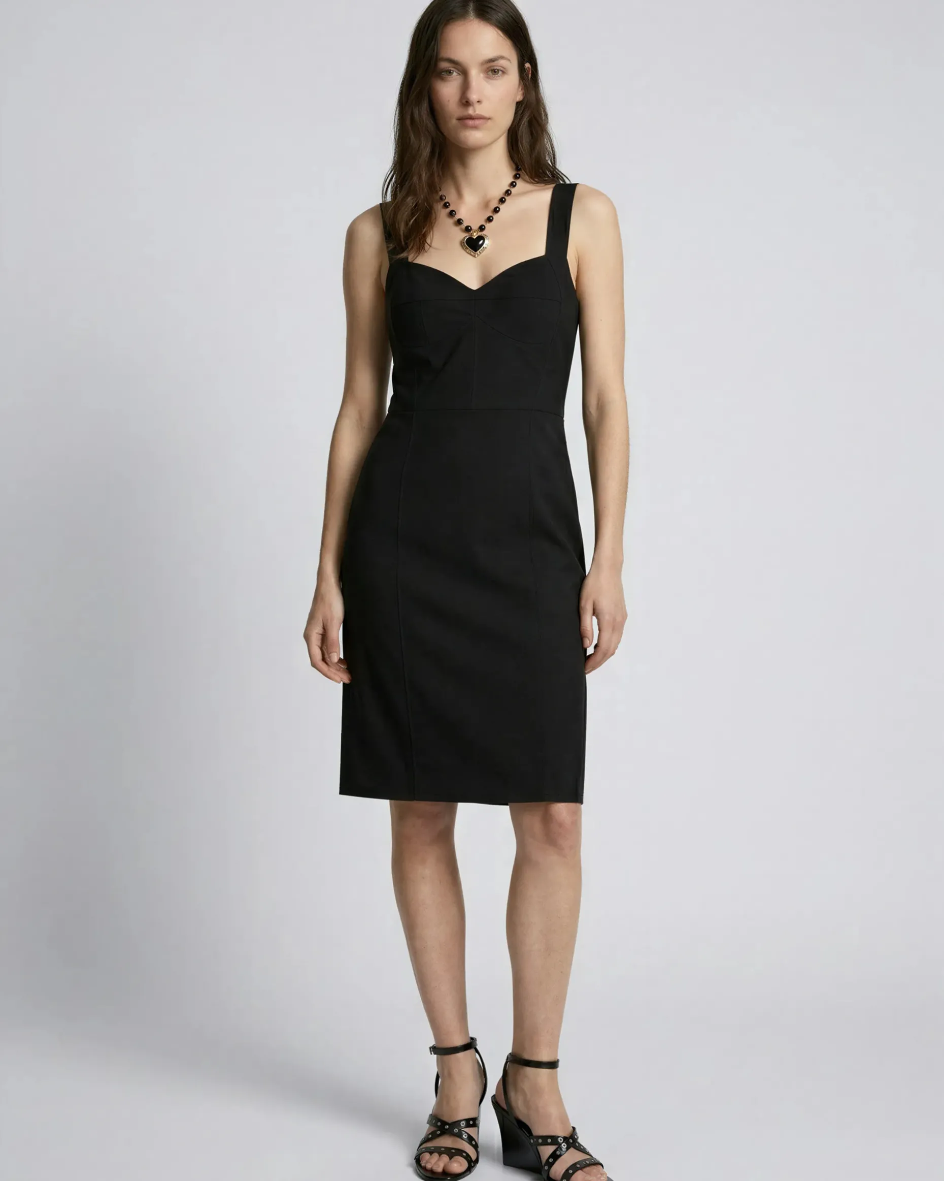 Robe courte effet corset en laine noire