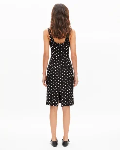 Robe courte effet corset imprimé cœurs noire