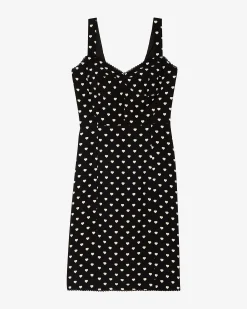 Robe courte effet corset imprimé cœurs noire