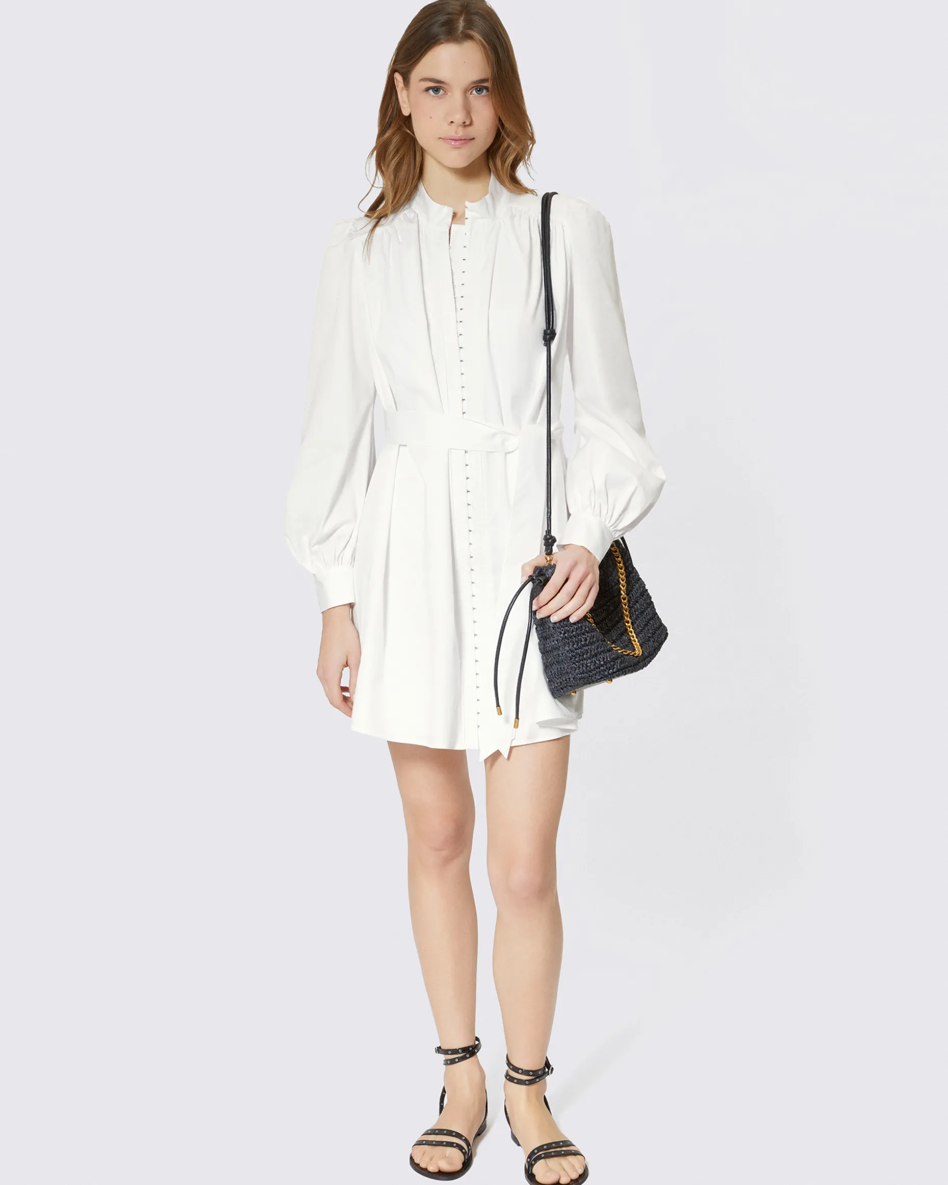 Robe courte en coton blanche