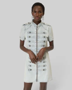 Robe courte en denim bleue