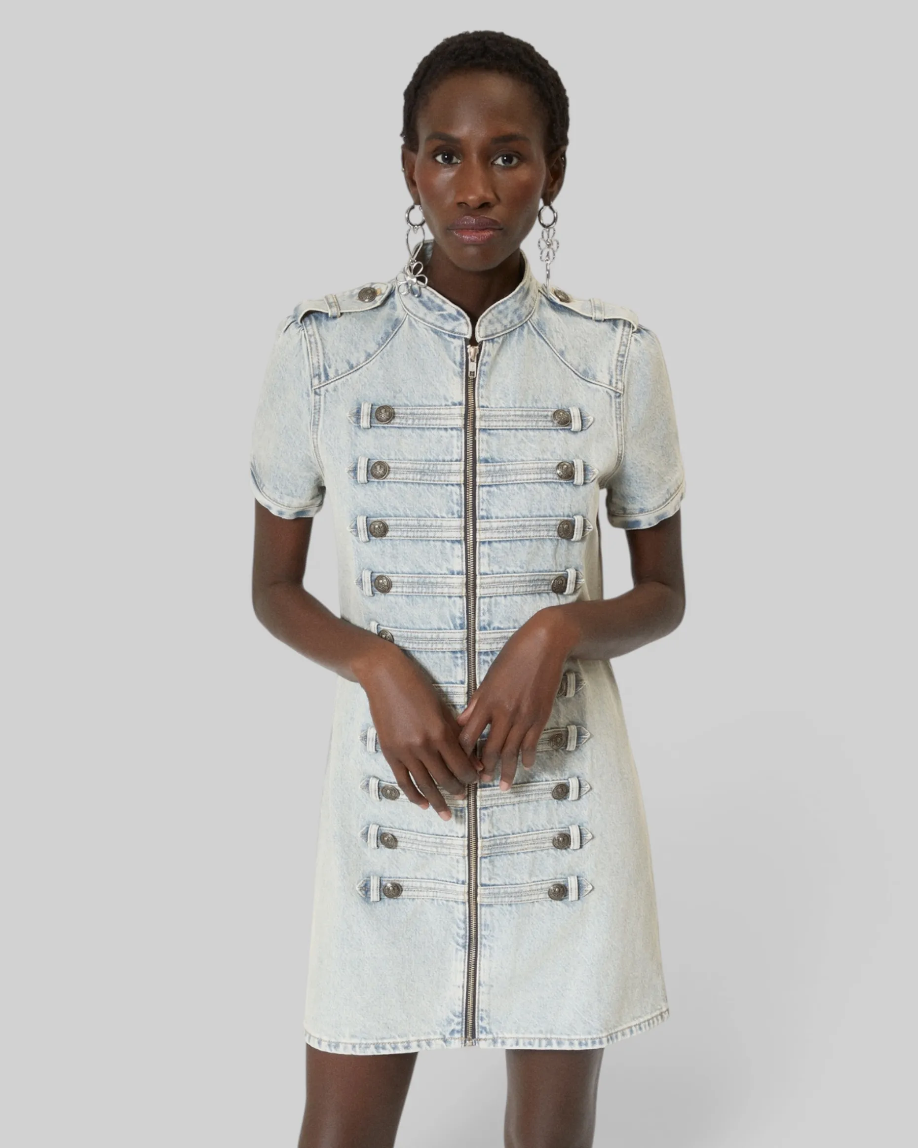 Robe courte en denim bleue