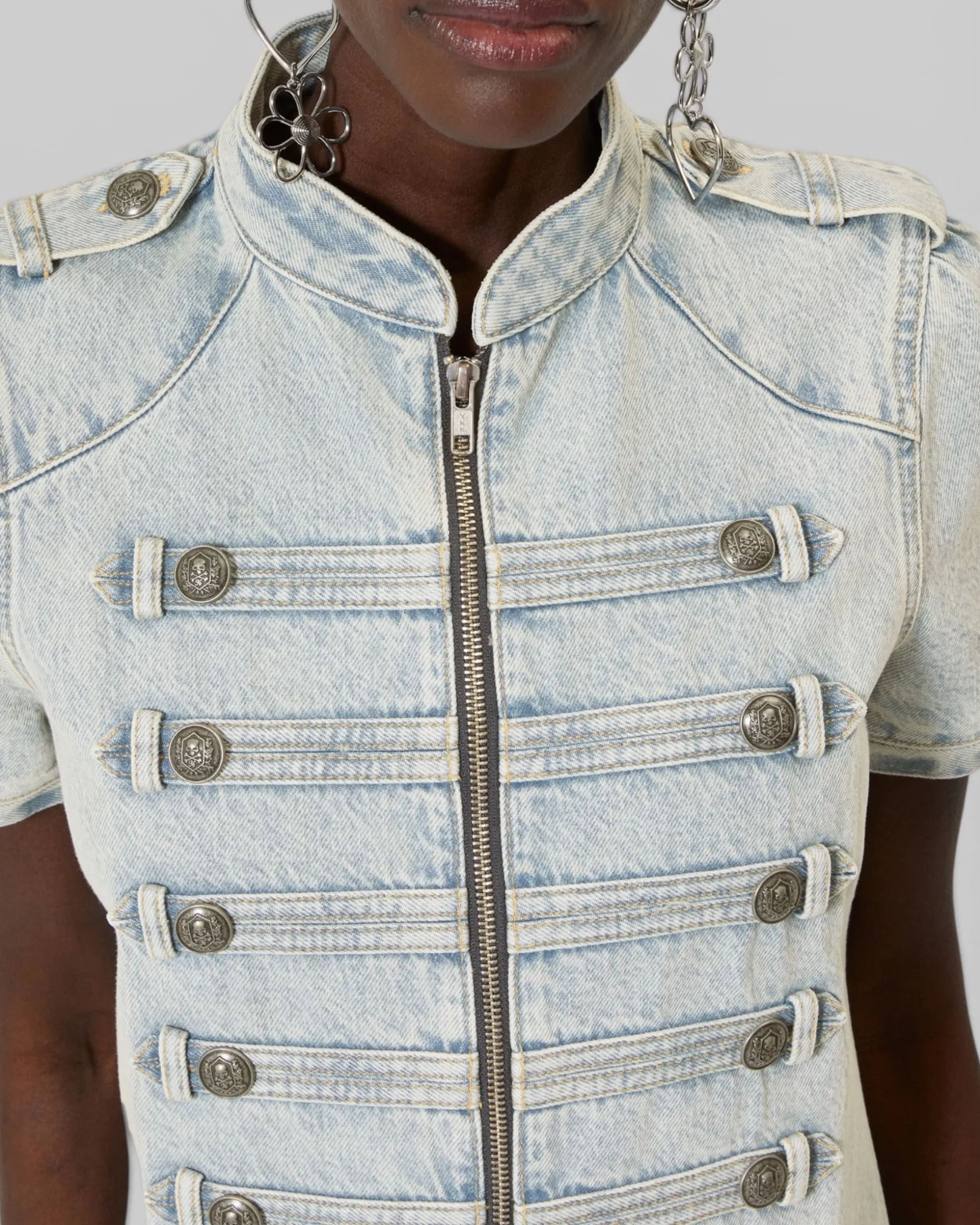 Robe courte en denim bleue