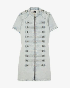 Robe courte en denim bleue