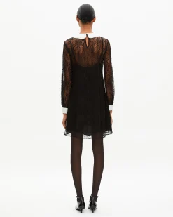 Robe courte en dentelle plumetis et strass noire