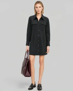 Robe courte en laine mélangée noire