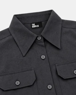 Robe courte en laine mélangée noire