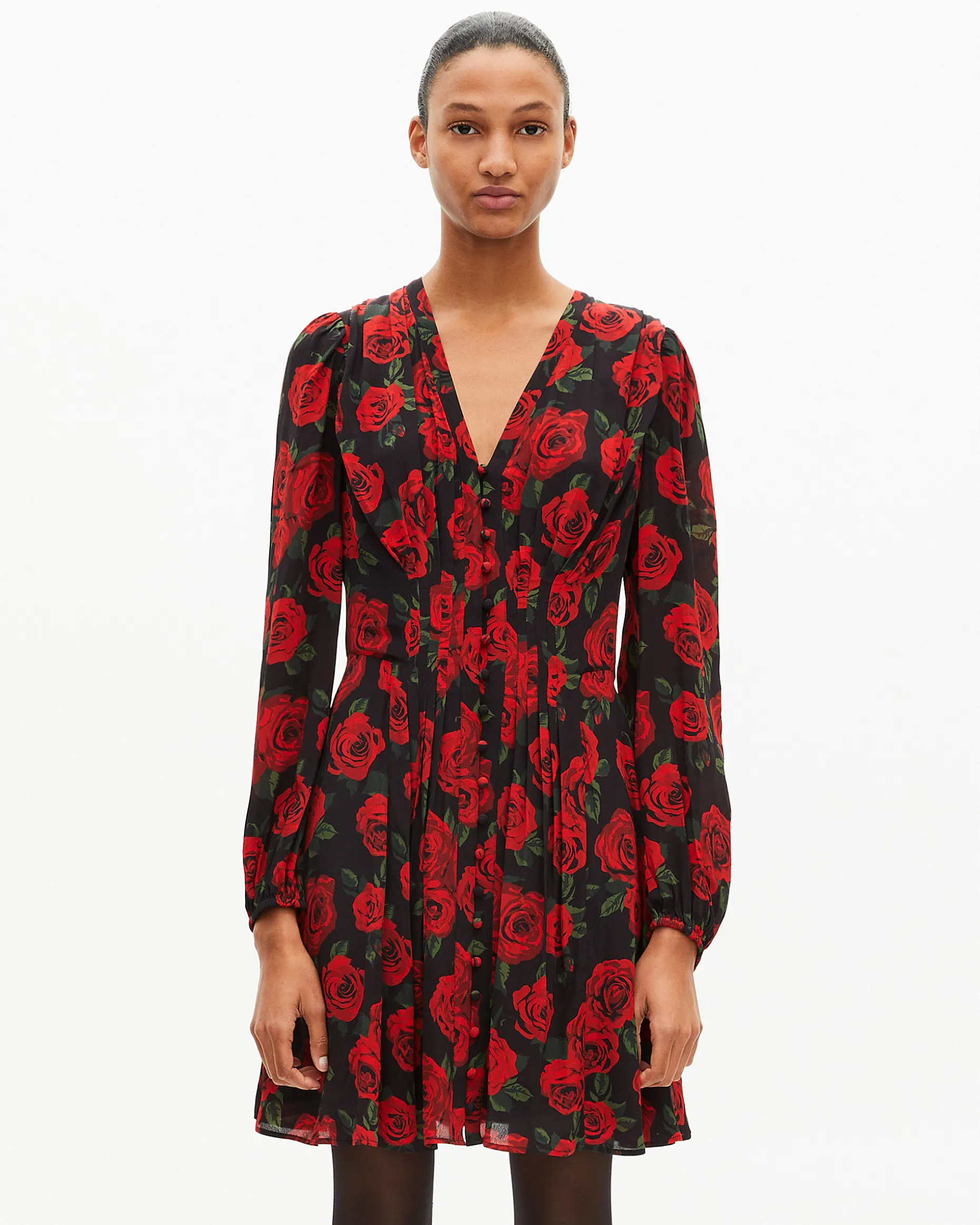 Robe courte imprimé fleuri rouge