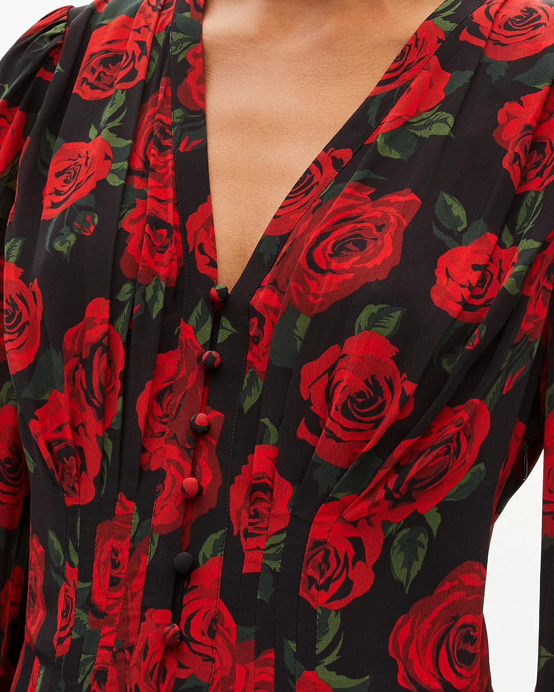 Robe courte imprimé fleuri rouge