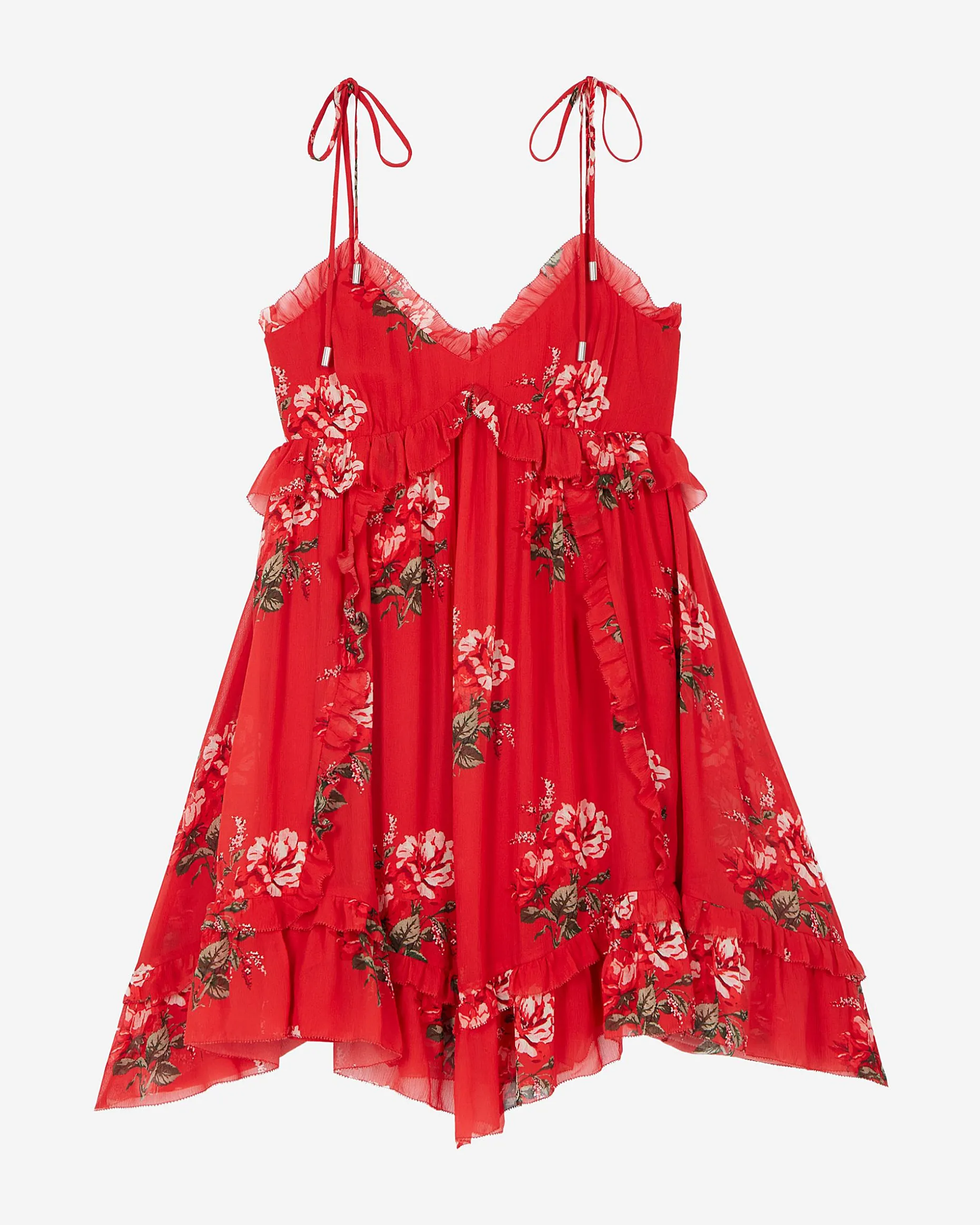Robe courte imprimé fleuri rouge