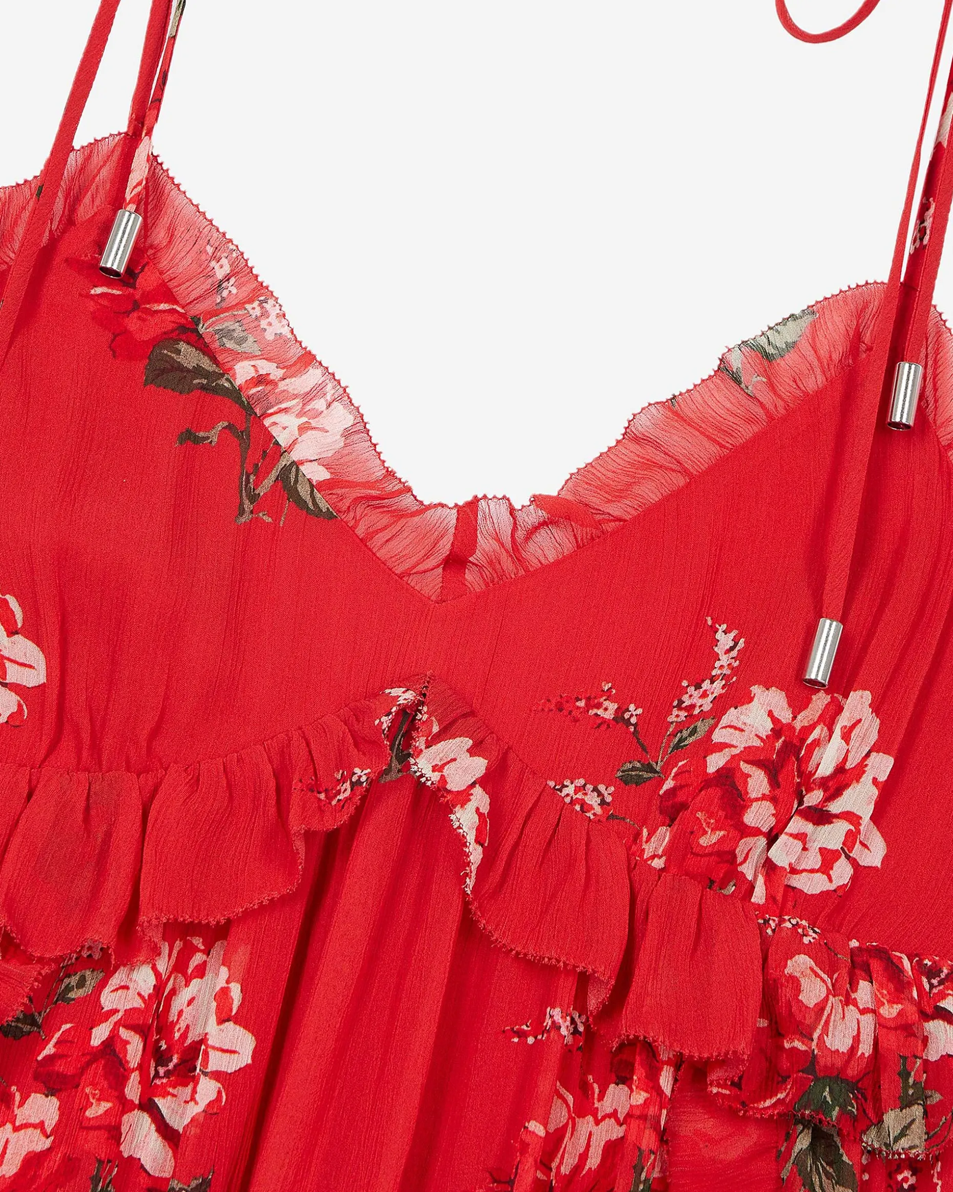 Robe courte imprimé fleuri rouge