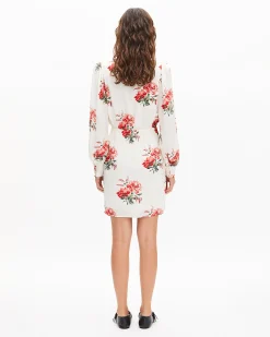 Robe courte portefeuille imprimé fleuri blanche