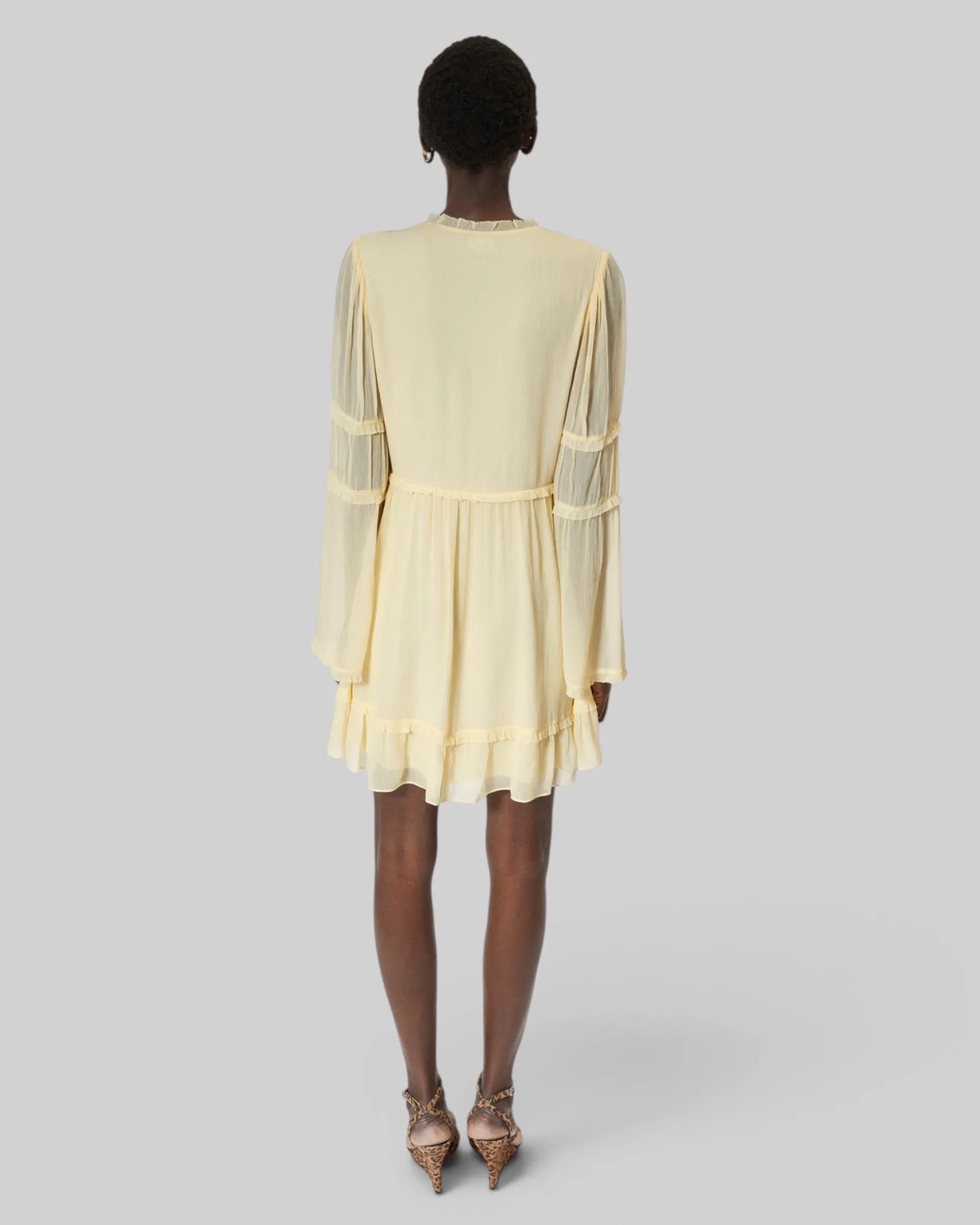 Robe courte volantée jaune