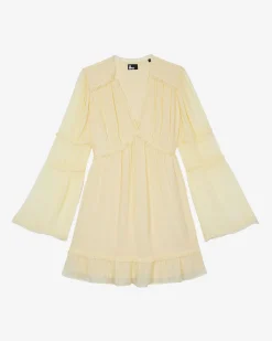 Robe courte volantée jaune