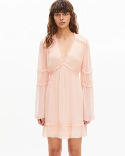 Robe courte volantée pêche