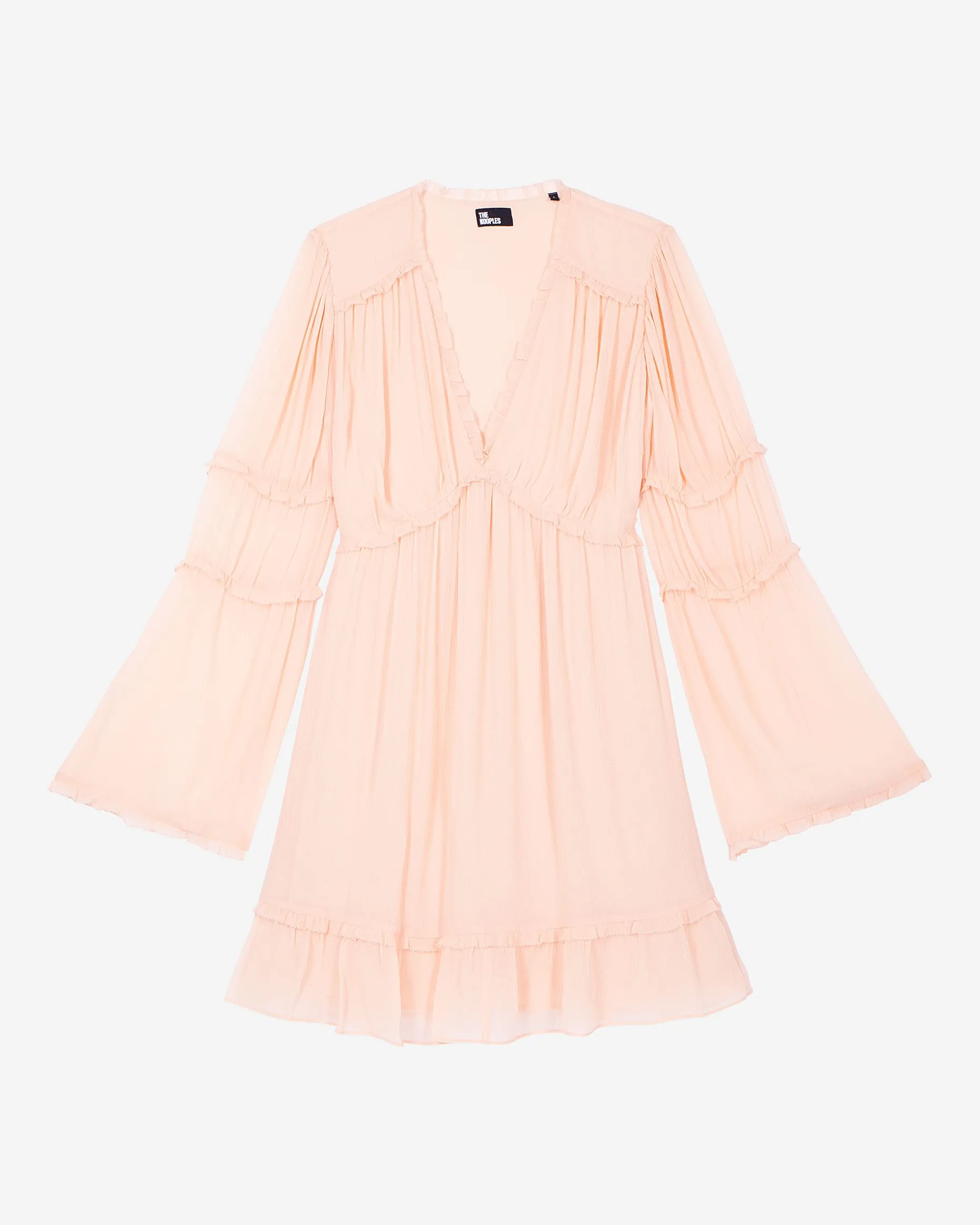 Robe courte volantée pêche