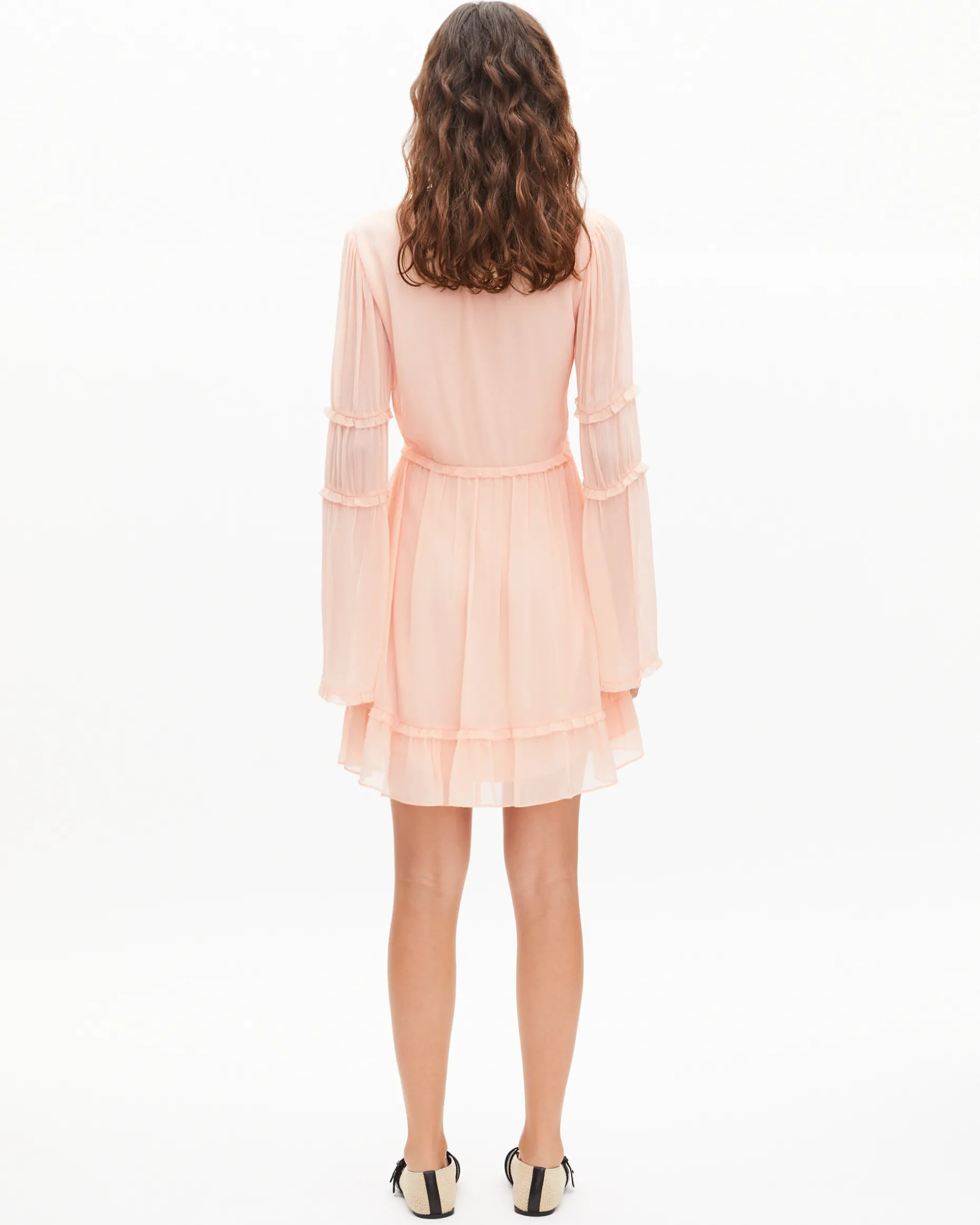 Robe courte volantée pêche