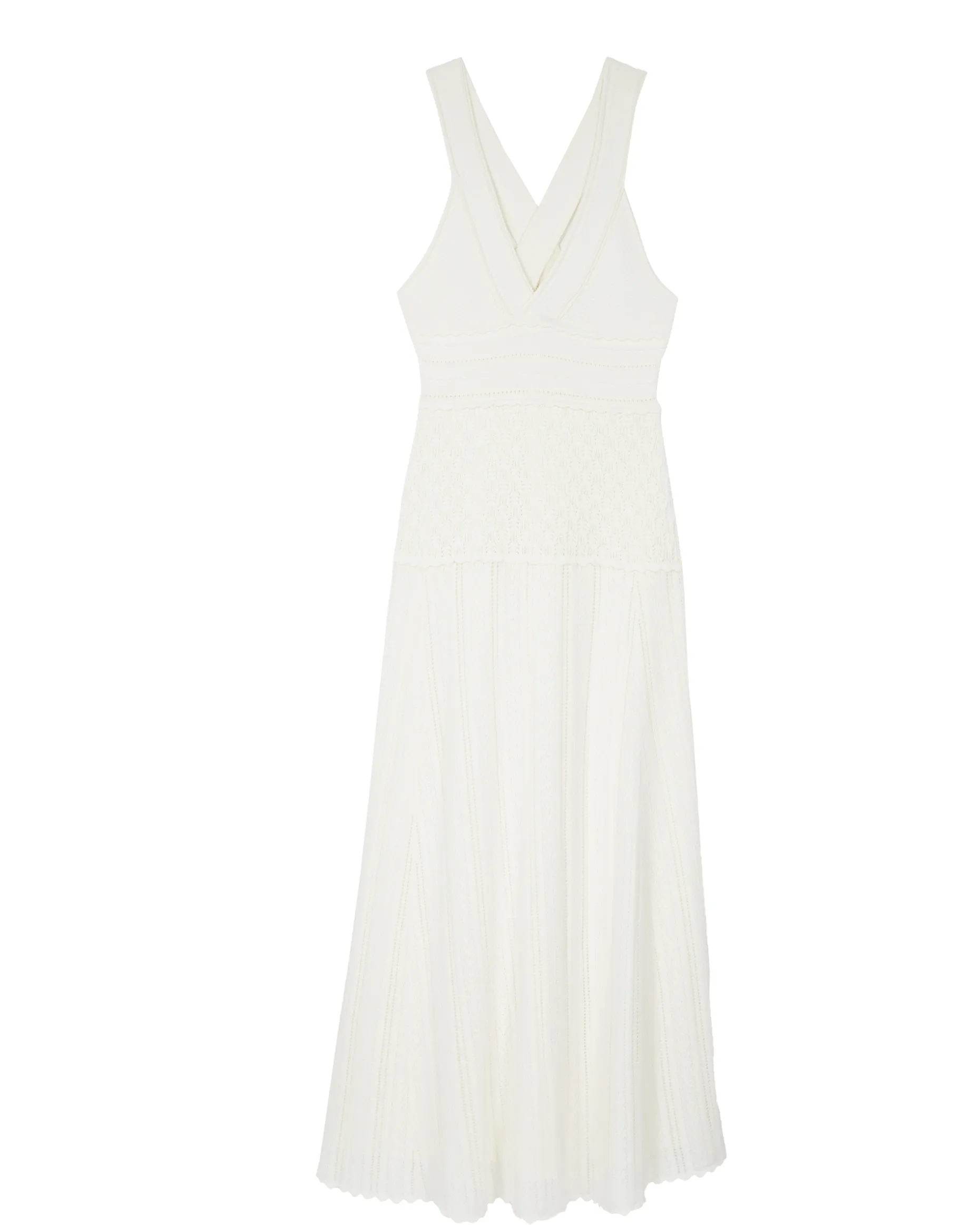 Robe dos croisé en maille ajourée écrue