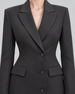 Robe façon blazer en laine mélangée noire