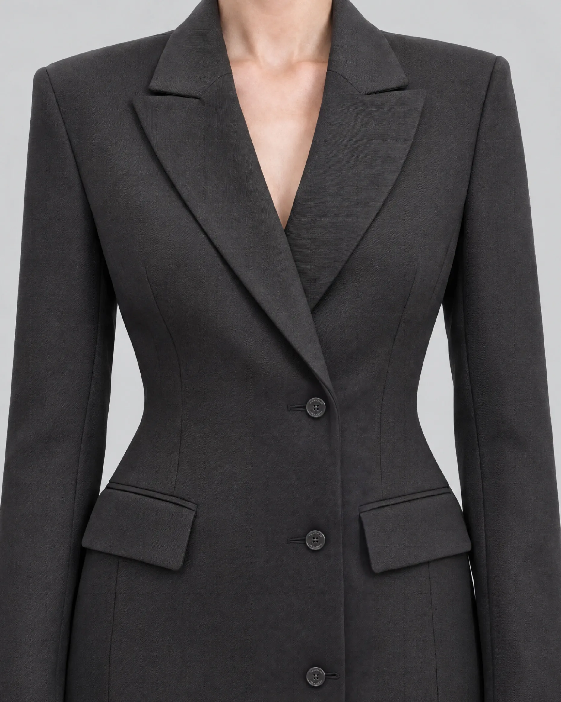 Robe façon blazer en laine mélangée noire