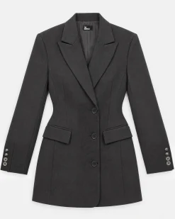Robe façon blazer en laine mélangée noire