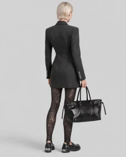 Robe façon blazer en laine mélangée noire