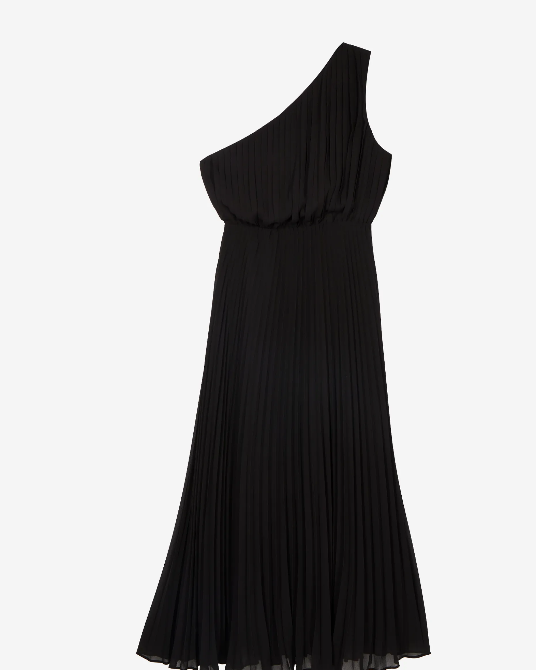 Robe longue asymétrique plissée noire
