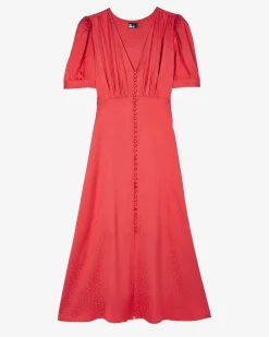 Robe longue avec boutonnage rouge