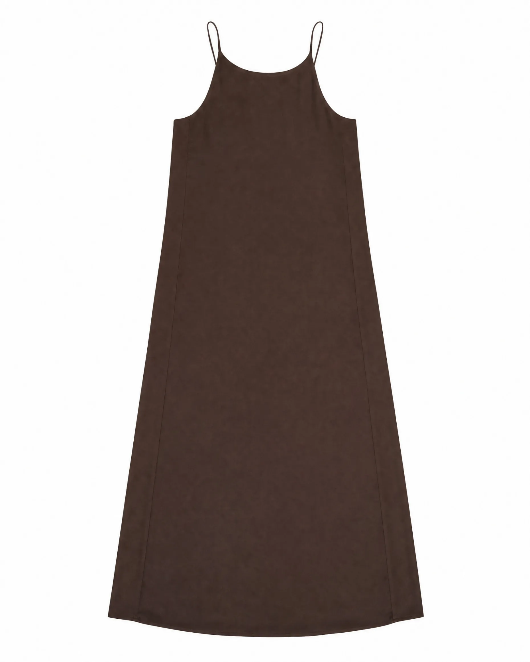 Robe longue dos croisé en satin marron