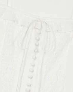 Robe longue en dentelle et coton écrue