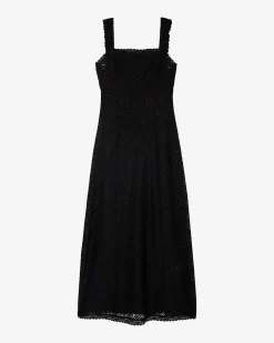 Robe longue en dentelle noire