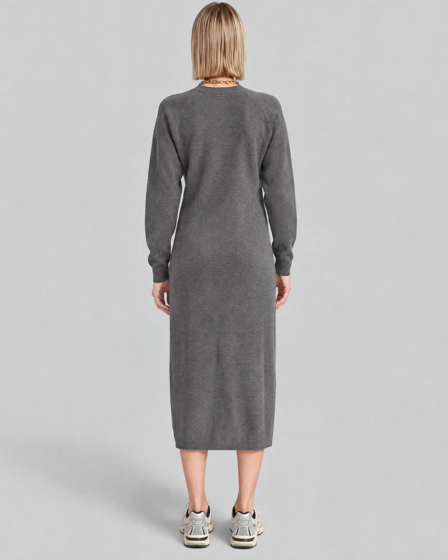 Robe longue en laine et cachemire grise