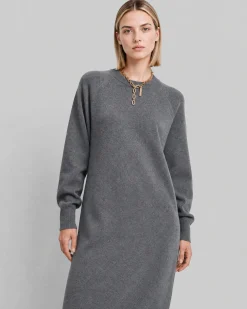 Robe longue en laine et cachemire grise