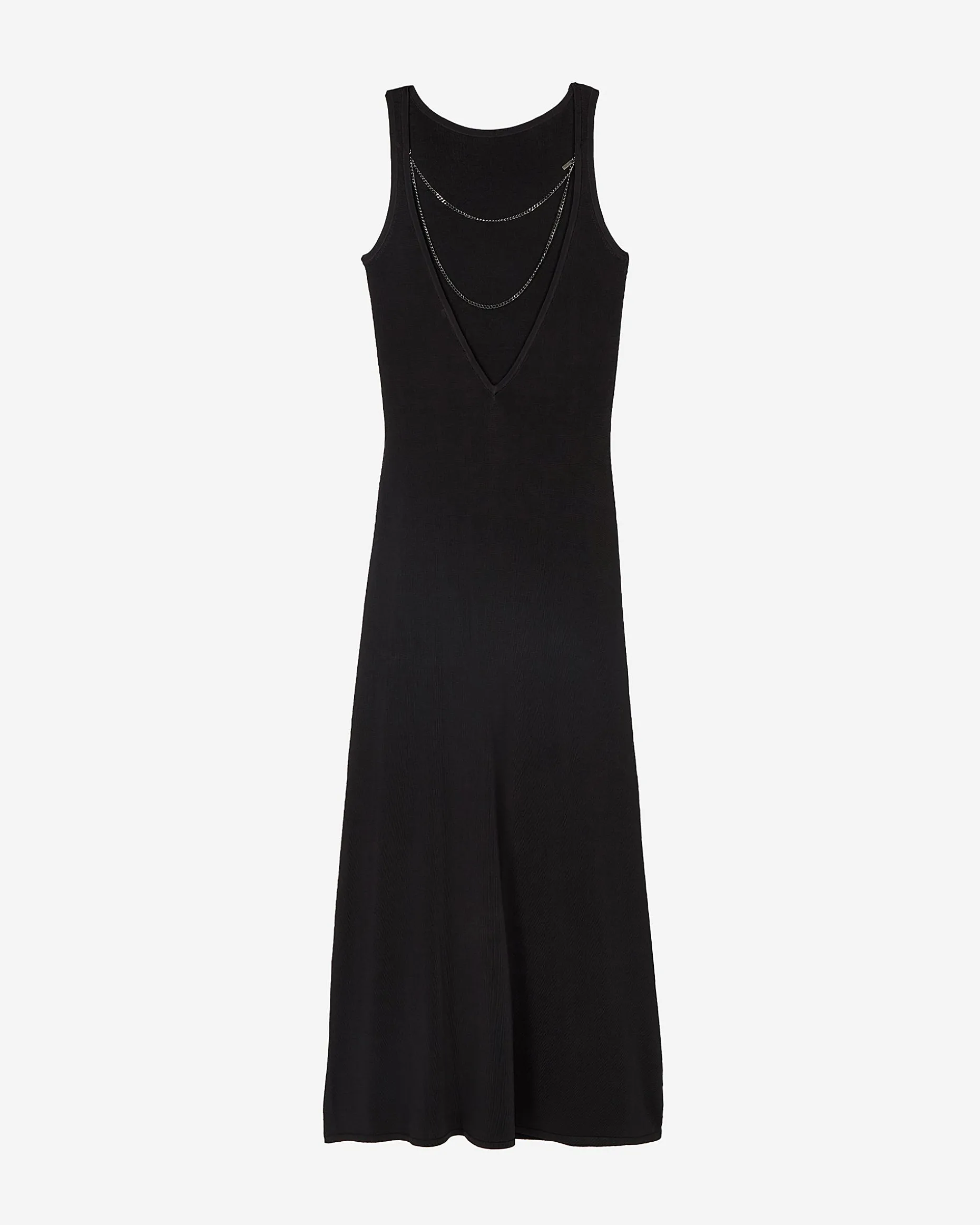 Robe longue en maille avec chaînes dos noire