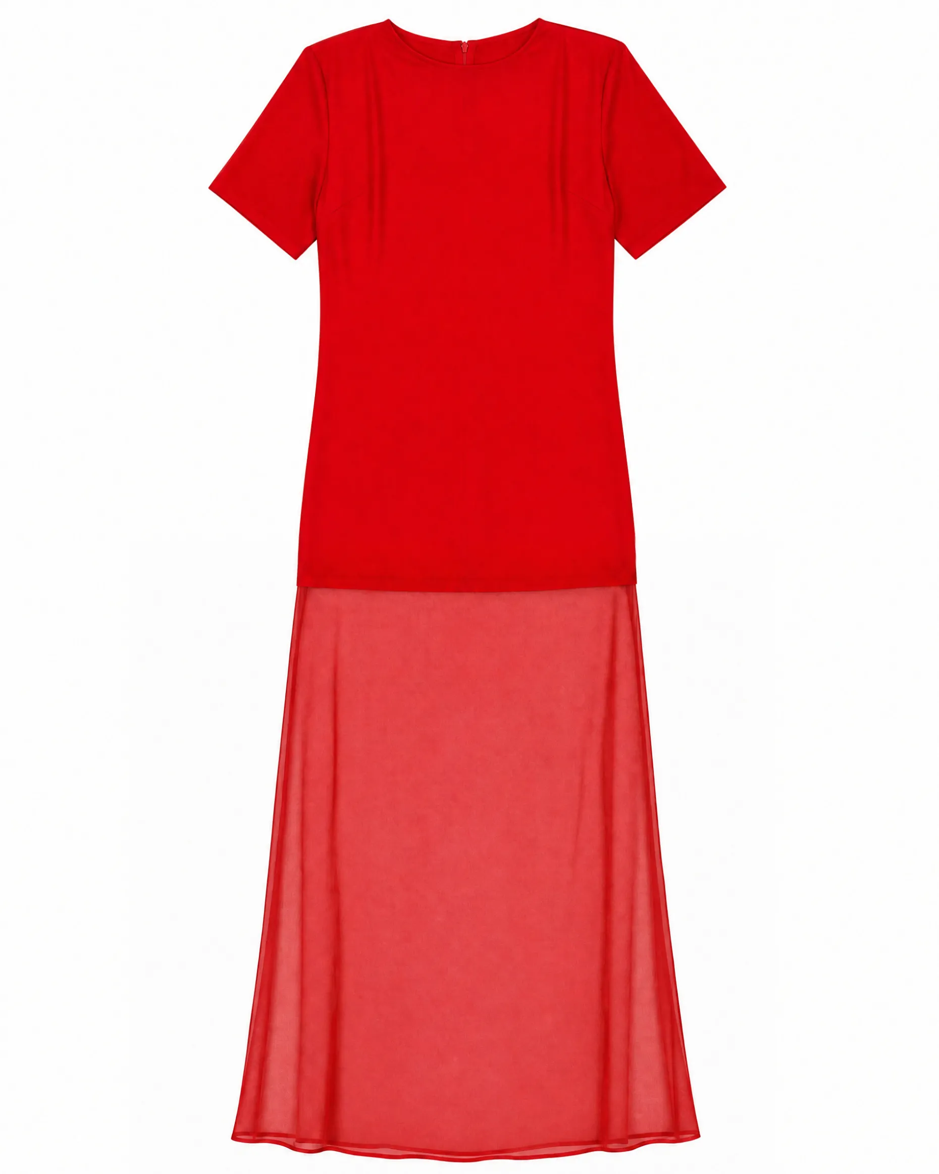 Robe longue en satin rouge