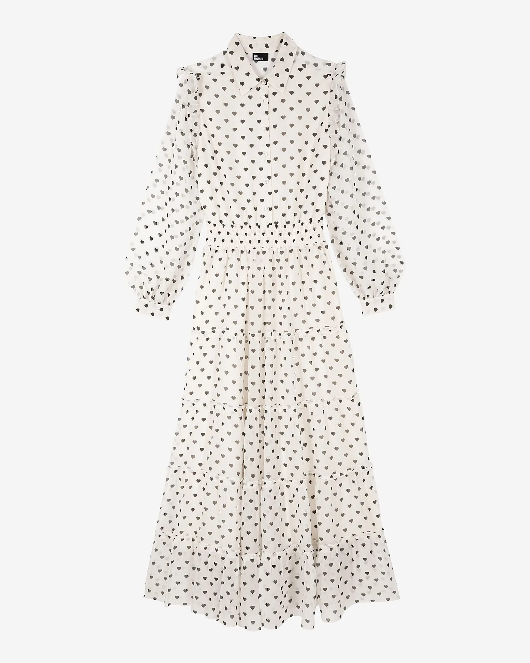 Robe longue imprimé cœurs écrue