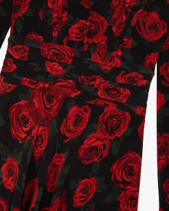 Robe longue imprimé fleuri rouge