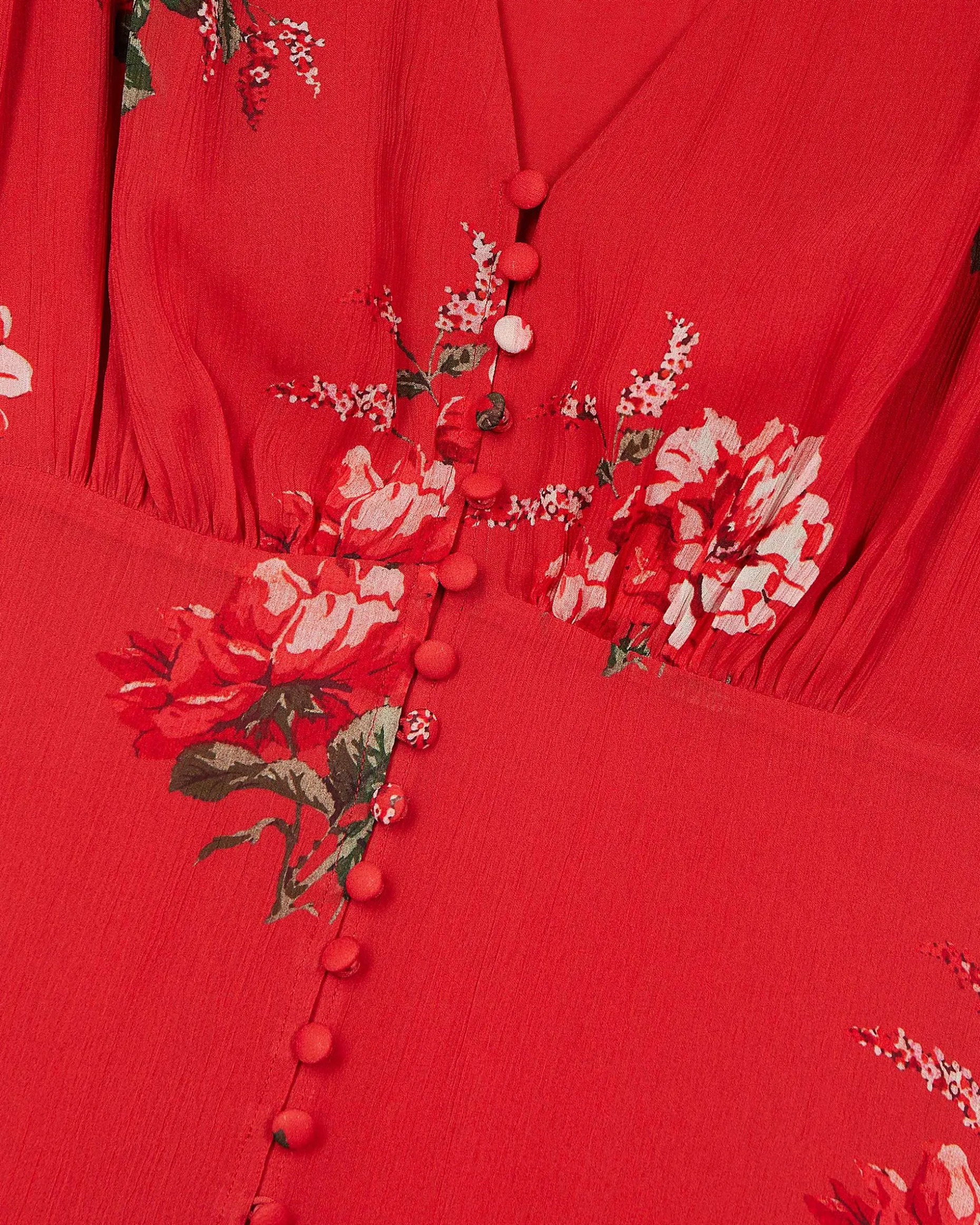 Robe longue imprimé fleuri rouge