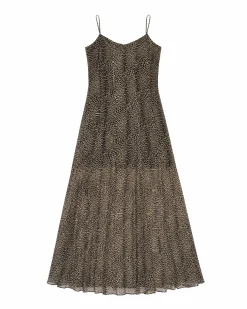 Robe longue imprimé léopard beige