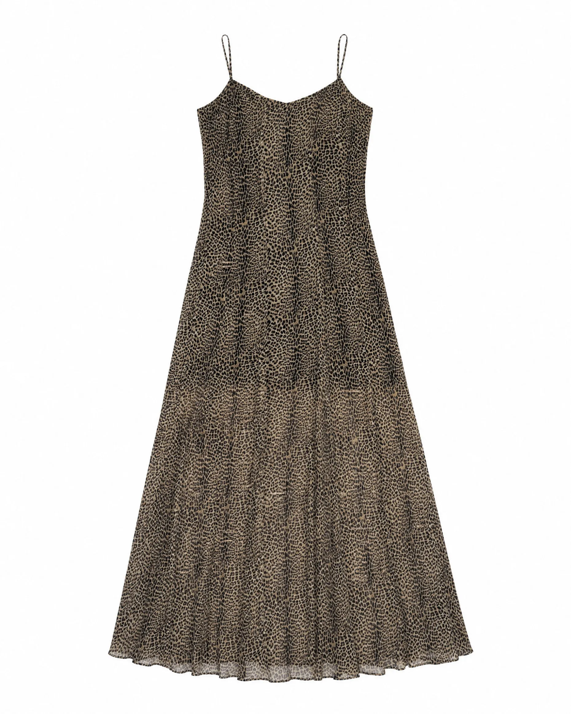 Robe longue imprimé léopard beige